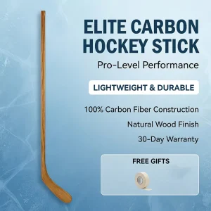 100% Carbon Fiber Ice Hockey Stick with Wood Grain Finish, Customizable