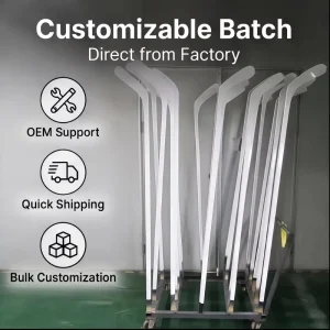 100% Full Carbon Fiber Ice Hockey Stick, Blank White Unprinted, Senior