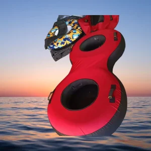 100CM Double-Seat Inflatable Snow Tube with Hard Bottom for Kids and Adults