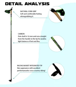 100%Carbon Fiber Apline Ski Pole Cross Country Ski Poles Snow Ski Equipment Winter Sports Flashing Roller Jump Poles Hiking Pole