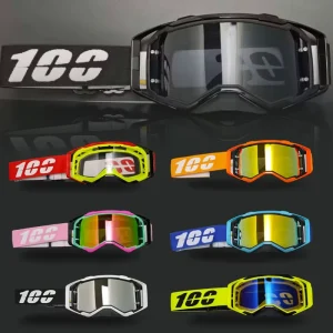 100LK Motocross Goggles Full Rim TPU Frame Windproof Cylindrical Lenses Adjustable Eyewear