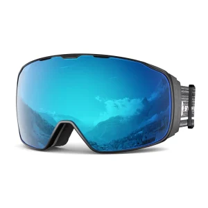 10D HD Lens Ski Goggles Red Glass OTG Anti-Fog Custom Ski Straps Interchangeable Magnetic Clip Locking System Snowboarding