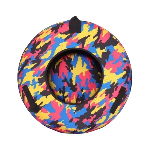 120CM Inflatable Snow Tube with Hard Bottom, Handle, and Nylon Cover