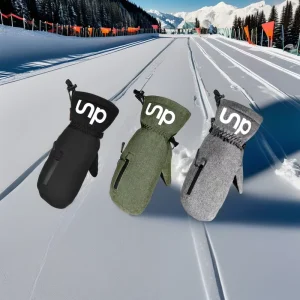 1233 Winter Waterproof Warm Ski Mittens with Zip Pockets for Snowboarding and Skateboarding