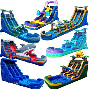18ft Dual Lane Commercial Waterslides Inflatable Bounce House Water Slides Jumper Inflatable Water Slide With Pool for Kids