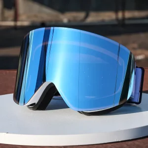 197B Double-Layer Ski and Snowboard Goggles Anti-Fog PC Lenses UV400 White and Black Frame