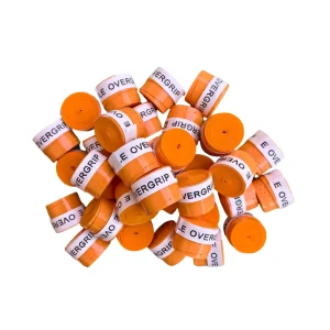1PCS Tennis Racket Beach Bat Pickleball Paddle Cricket Badminton Racket Anti-Slip Sweat-Absorbing Strap Orange Perforated