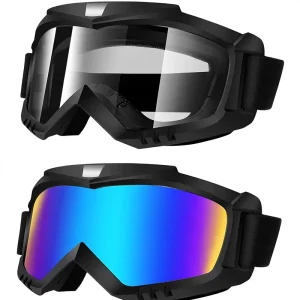 2 Pack Motorcycle Dirt Bike Goggles ATV Riding Cycling Motocross Ski Half Face UV400 Lightweight Windproof