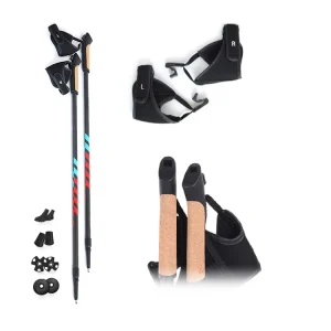 2 section Cork Handle 3K Carbon Fiber Retractable Telescopic Hiking Sticks Nordic Walking Pole