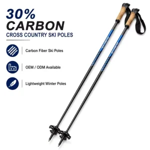 30 Percent Carbon Cross Country Ski Poles Nordic Snow Sticks Lightweight Supplier