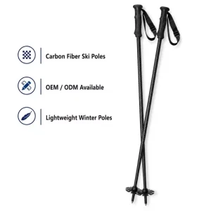 3K Carbon Fiber Ski Poles Matte Black Lightweight Fixed Ski Sticks for Custom Logo