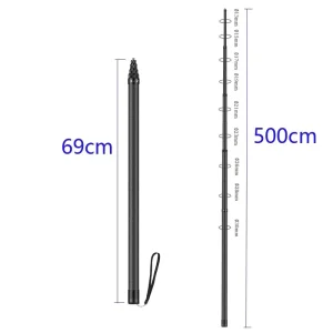 3m Stainless Steel Carbon Fiber Telescopic Extension Pole Invisible Waterproof Selfie Stick For Panoramic Action