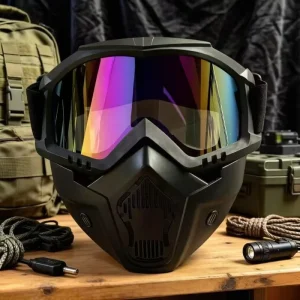 3mm Thickened Lenses Tactical Mask Windproof UV Protection Breathable Facemask for Hunting Training Cos Cycling CS Detachable