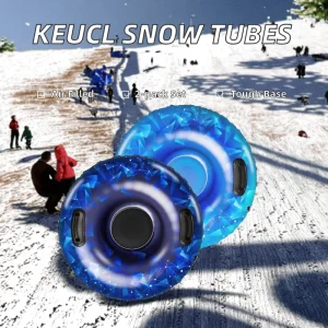40-Inch 2-Pack Inflatable Snow Sled with Hard Bottom and Handles
