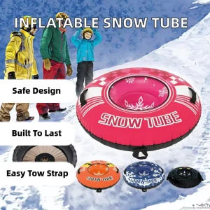 42″/52″ Inflatable PVC Snow Tube with Oxford Cover and Tow Strap for Kids and Adults