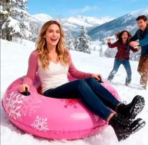43 Inch Snow Tube Sled Traceable Strap Reinforced Handle 109cm Hard Bottom Inflatable Cushion Snow Tube