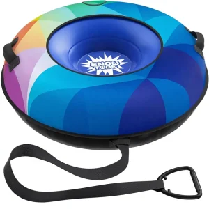 48-Inch Inflatable Snow Tube Sled with Heavy-Duty Canvas Cover for Kids and Adults