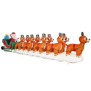 7 m and 10 m Giant Inflatable Santa Claus Reindeer Sled with Air Blower Included