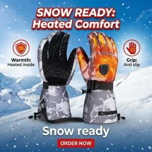 7.4V 22.2WH Rechargeable Battery Waterproof Heated Gloves Winter Cotton Touchscreen Compatible Men Women Skiing Motorcycle