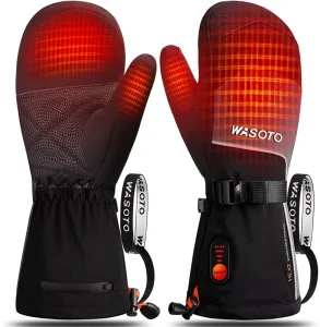 7.4V 22.2Wh Rechargeable Heated Waterproof Ski Gloves and Mittens for Winter Work, Skiing, and Snowboarding