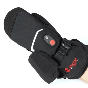 7.4V 2200mAh One-Button Snowboarding Gloves Microfiber Softshell Waterproof Windproof Heated with 3 Levels and Rechargeable Battery