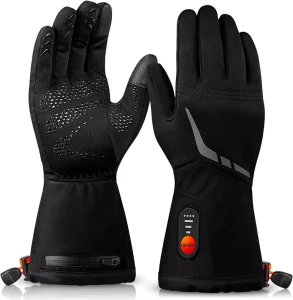 7.4V Rechargeable Electric Heated Ski Gloves Winter Warm Thin Liners with Touch Screen Compatibility Battery Operated