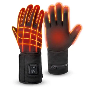 7.4V Rechargeable Ski Gloves with Heated Liner Touch Screen Compatible Hand Warmers for Winter Electric Heated Gloves