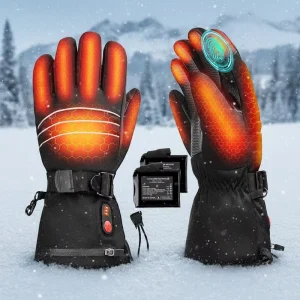 7.4V USB Rechargeable Lithium Heated Waterproof Non-Slip Pull-On Men’s UV Ski Gloves Heat Resistant Gloves