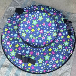 70-120 cm Inflatable Snow Tube with Hard Bottom and Rubber Sledding Ring