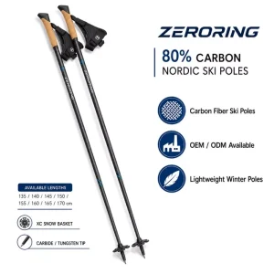80 Percent Carbon Nordic Ski Poles Lightweight Cross Country Ski Sticks With Cork Grip OEM