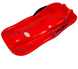 86cm High Density Plastic Snow Sled 1-2 Rider Cold-Resistant Toboggan for Kids and Adults with 2 Handles and Pull Rope
