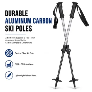 Adjustable Aluminum Carbon Ski Poles Resort Rental Snow Poles Manufacturer