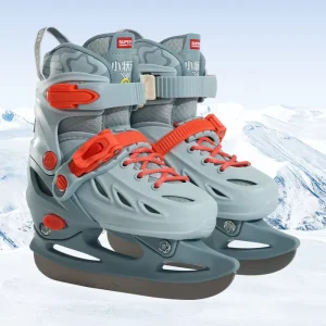 Adjustable Ice Skates Ice Skating Shoes for Kids Hockey Lace Up Skates Soft Padding and Reinforced Ankle Support with 4 Sizes