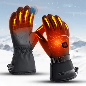 Adjustable-Temperature Rechargeable Heated Gloves for Motorcycle Riding, Skiing and Hunting