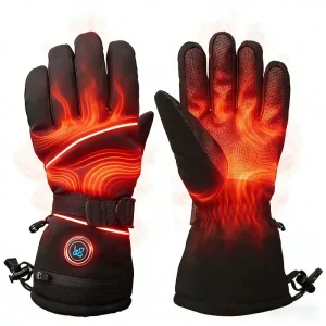 Adjustable Temperature Rechargeable Heated Winter Gloves Waterproof Touchscreen Polyester