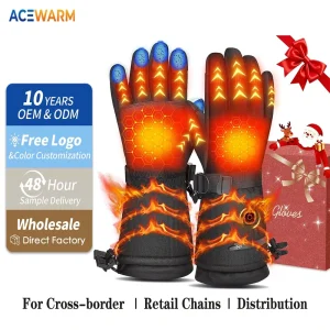 Adjustable Temperature Waterproof Touchscreen Compatible Self Heating Split Finger Gloves for Winter Sports Cycling and Skiing