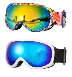 Adult Freestyle Ski Goggles Anti Fog Lenses PC+TPU Material Windproof Prescription Glasses Compatible Winter Sports Black White