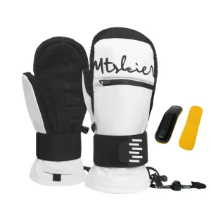 Adult Winter Ski Gloves Waterproof Wear-Resistant Snowboard Mittens with Built-In Wrist Guard and Hook-and-Loop Closure