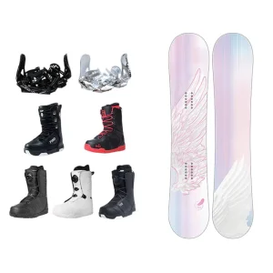 Adult Women Winter Snowboard Holder Snow Shoes Gear Set Eco Friendly Poplar Wood Core All Mountain Couple Style Pink