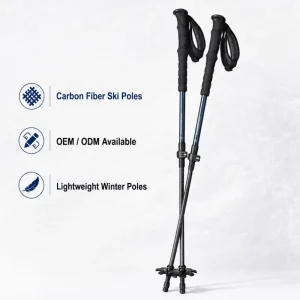 Aluminum Carbon Adjustable Ski Touring Poles Backcountry Snow Poles With Extended EVA Grip