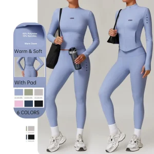 Autumn Winter Custom Sportswear Set for Women Solid Gym Clothing including Yoga Wear Two Piece Tracksuit Plus Size Fitness