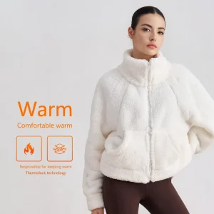 Autumn and Winter Plush Warm Sports Women’s Windproof Thickened Yoga Clothes Casual Sweatshirt