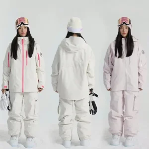 BSCM Adults Winter Snow Suit Single or Double Board Ski Clothing with Zipper Closure Overall Set Baggy Ski Suit Wear for Women