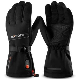 Battery Heated Touchscreen Compatible Waterproof Non Slip Heated Gloves for Downhill Skiing Black and Customized Color