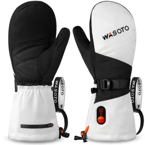 Battery-Heated Waterproof Windproof Ski Mittens with 3 Temperature Settings