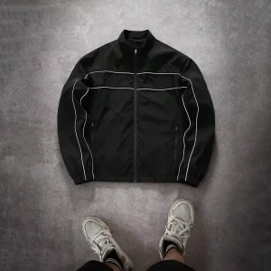 Benta Shangpin Men’s Casual Fashion Versatile Long Sleeve Cropped Jacket Mens Y2k Cropped Zip Up Race Track Windbreaker Jackets
