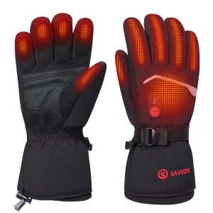 Black 7.4V 2200mAh Heated Soft Shell Gloves for Winter Cycling, Motorcycling, and Skiing