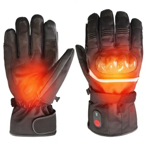Black 7.4V Rechargeable Heated Glove Liners Waterproof Touchscreen for Snowboarding