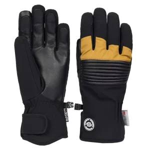 Black Leather Waterproof Touchscreen Ski Gloves