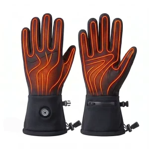 Black Rechargeable Heated Glove Liners Thin Electric Gloves for Men and Women
